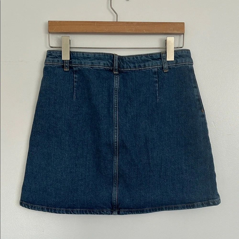 Maeve Dark Blue Button-Front Mini Skirt - Picture 2 of 4